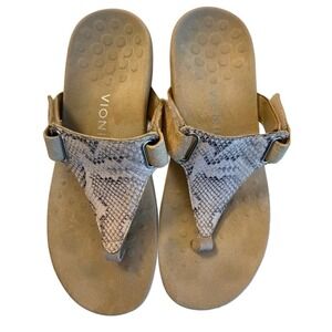 Vionic Orthotic Thong Sandals Leather Arch Support Blush Pink Snakeskin Womens 8